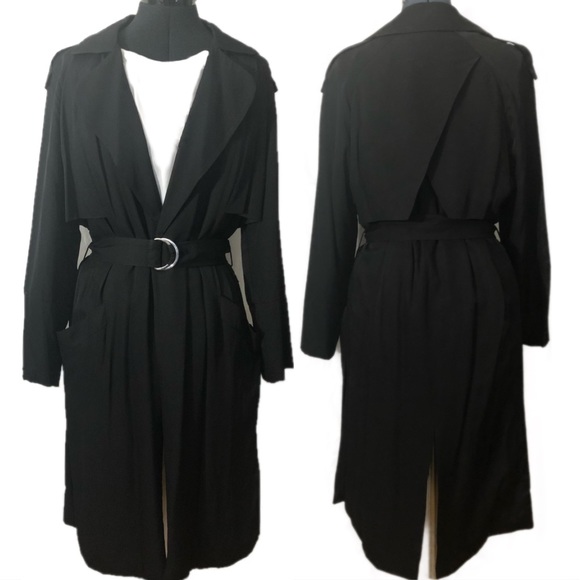 Whistles | Belted Black Trench Coat | Large - Picture 2 of 8